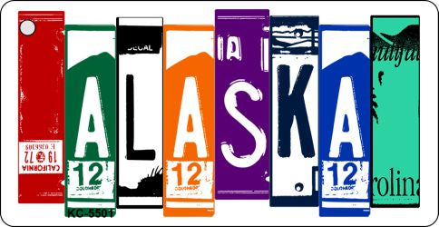 Alaska License Plate Tag Art Metal Novelty Aluminum Key Chain KC-5501