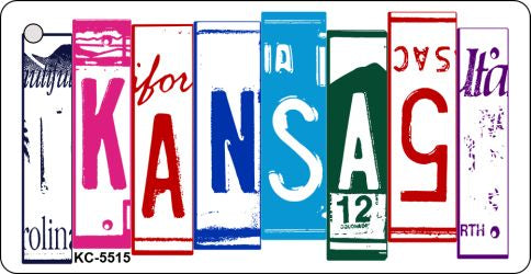 Kansas License Plate Tag Art Metal Novelty Aluminum Key Chain KC-5515