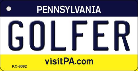 Golfer Pennsylvania State License Plate Tag Key Chain KC-6062