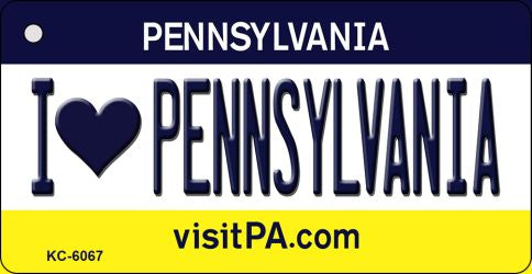 I Love Pennsylvania State License Plate Tag Key Chain KC-6067