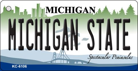 Michigan State University License Plate Tag Novelty Key Chain KC-6106