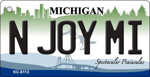 N Joy MI Michigan State License Plate Tag Novelty Key Chain KC-6113