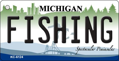 Fishing Michigan State License Plate Tag Novelty Key Chain KC-6124