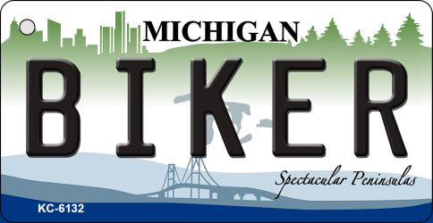 Biker Michigan State License Plate Tag Novelty Key Chain KC-6132