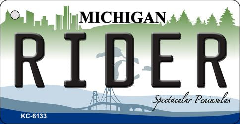 Rider Michigan State License Plate Tag Novelty Key Chain KC-6133