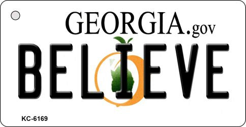 Believe Georgia State License Plate Tag Novelty Key Chain KC-6169