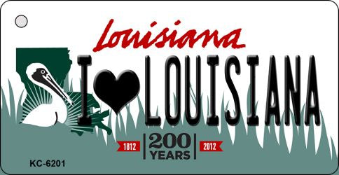 I Love Louisiana Louisiana State License Plate Tag Novelty Key Chain KC-6201