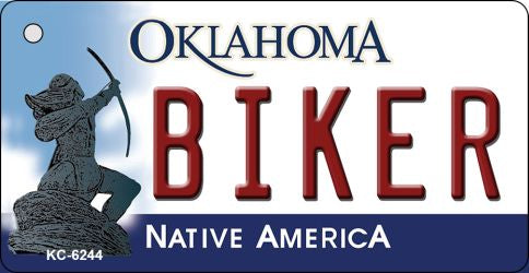 Biker Oklahoma State License Plate Tag Novelty Key Chain KC-6244