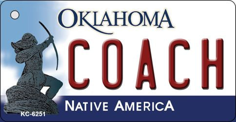 Coach Oklahoma State License Plate Tag Novelty Key Chain KC-6251