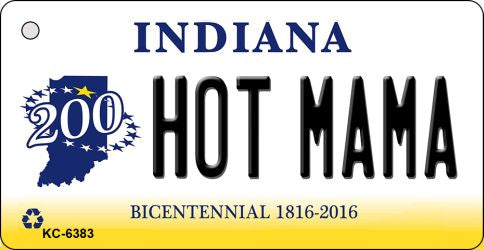 Hot Mama Indiana State License Plate Tag Novelty Key Chain KC-6383