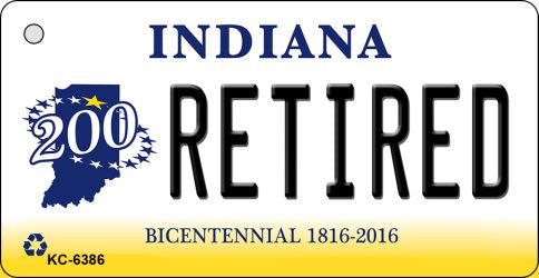 Retired Indiana State License Plate Tag Novelty Key Chain KC-6386