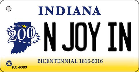 N Joy IN Indiana State License Plate Tag Novelty Key Chain KC-6389