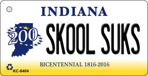 Skool Suks Indiana State License Plate Tag Novelty Key Chain KC-6404