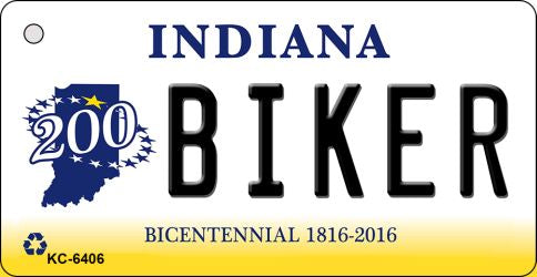 Biker Indiana State License Plate Tag Novelty Key Chain KC-6406