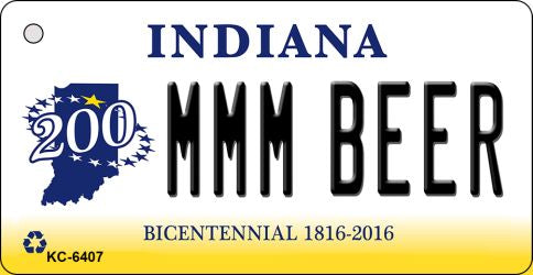 MMM Beer Indiana State License Plate Tag Novelty Key Chain KC-6407