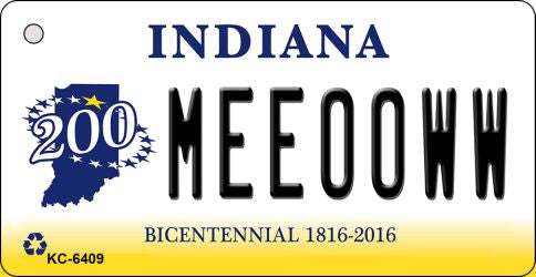 Meeooww Indiana State License Plate Tag Novelty Key Chain KC-6409