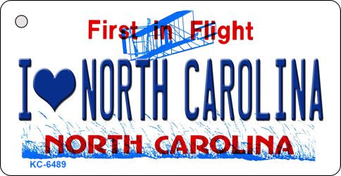 I Love North Carolina State License Plate Tag Key Chain KC-6489