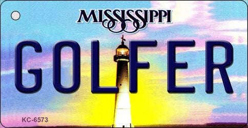 Golfer Mississippi State License Plate Tag Key Chain KC-6573