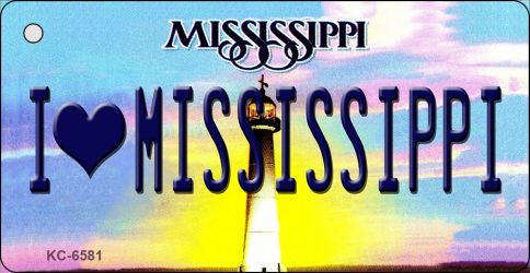I Love Mississippi State License Plate Tag Key Chain KC-6581