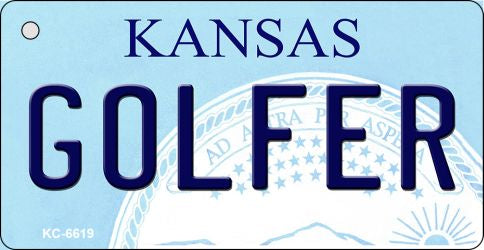Golfer Kansas State License Plate Tag Novelty Key Chain KC-6619