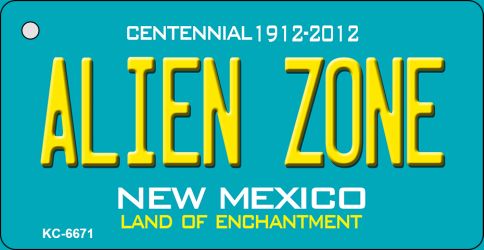 Alien Zone Teal New Mexico Novelty Metal Key Chain KC-6671