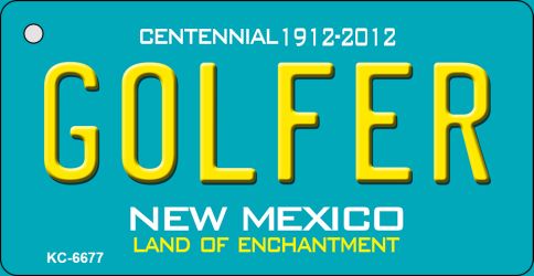 Golfer Teal New Mexico Novelty Metal Key Chain KC-6677