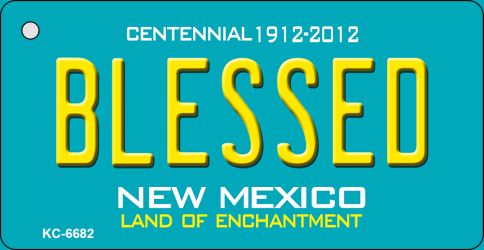Blessed Teal New Mexico Novelty Metal Key Chain KC-6682