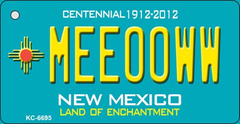 Meeooww Teal New Mexico Novelty Metal Key Chain KC-6695