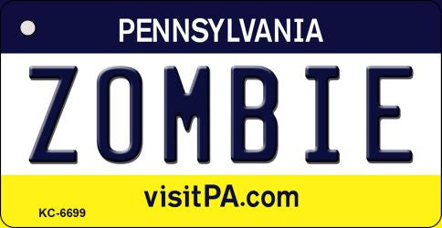 Zombie Pennsylvania State License Plate Tag Key Chain KC-6699