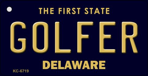 Golfer Delaware State License Plate Tag Key Chain KC-6719