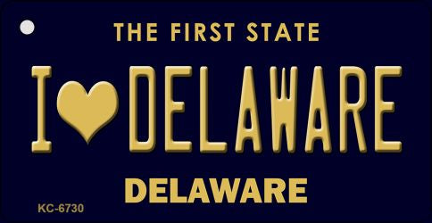I Love Delaware State License Plate Tag Key Chain KC-6730