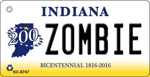 Zombie Indiana State License Plate Tag Novelty Key Chain KC-6747