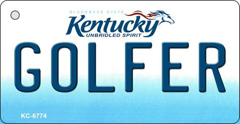 Golfer Kentucky State License Plate Tag Novelty Key Chain KC-6774