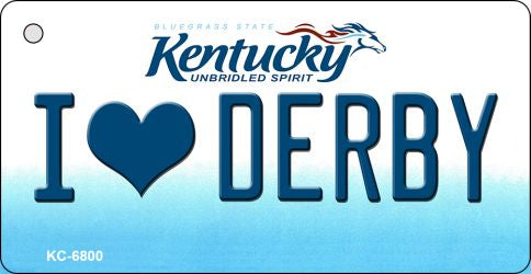 I Love Derby Kentucky State License Plate Tag Novelty Key Chain KC-6800