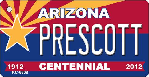 Prescott Arizona Centennial State License Plate Tag Key Chain KC-6808
