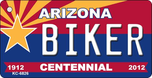 Biker Arizona Centennial State License Plate Tag Key Chain KC-6826