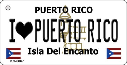 I Love Puerto Rico Flag Novelty Aluminum Key Chain KC-6867