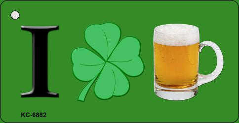 I Love Beer Green Novelty Aluminum Key Chain KC-6882