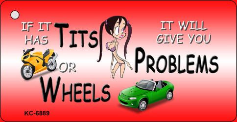 Tits Or Wheels Novelty Aluminum Key Chain KC-6889