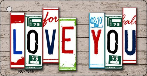 Love You License Plate Tag Art Novelty Aluminum Key Chain KC-7844
