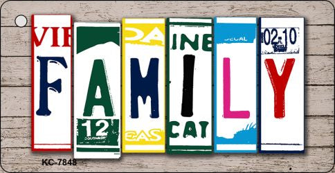 Family License Plate Tag Art Metal Novelty Aluminum Key Chain KC-7848
