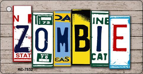 Zombie License Plate Tag Art Metal Novelty Aluminum Key Chain KC-7852