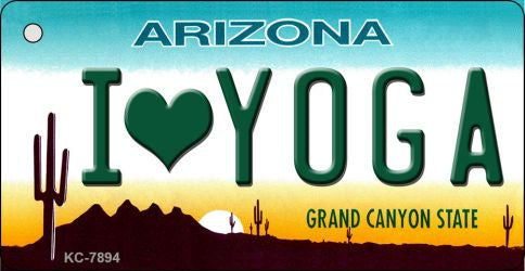 I Love Yoga Arizona State License Plate Tag Key Chain KC-7894