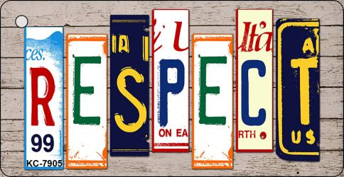 Respect Wood Cut Letter Novelty Aluminum Key Chain KC-7905