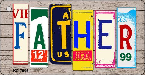 Father Wood Cut Letter Novelty Aluminum Key Chain KC-7908