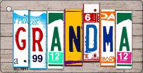 Grandma Wood Cut Letter Novelty Aluminum Key Chain KC-7911