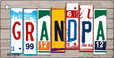 Grandpa Wood Cut Letter Novelty Aluminum Key Chain KC-7912