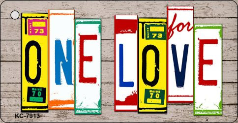 One Love Wood Cut Letter Novelty Aluminum Key Chain KC-7913