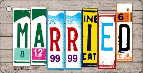 Married Wood Cut Letter Novelty Aluminum Key Chain KC-7936