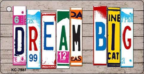 Dream Big Wood Cut Letter Novelty Aluminum Key Chain KC-7937